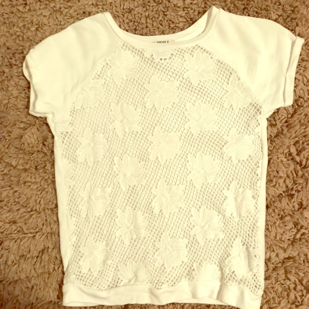Girls Forever 21 white net top